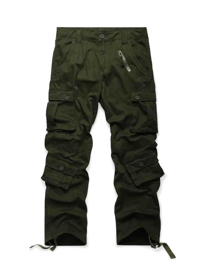 OCHENTA Men's Cotton Casual Cargo Work Pants with 8 Pockets Military Tactical Combat Army Green 36 - Image 5